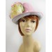 PINK SUADE LOOK FEDORA W/ PINK FLOWERS RIBBON LADIES OF SOCIETY OR DERBY DAY  eb-88944827